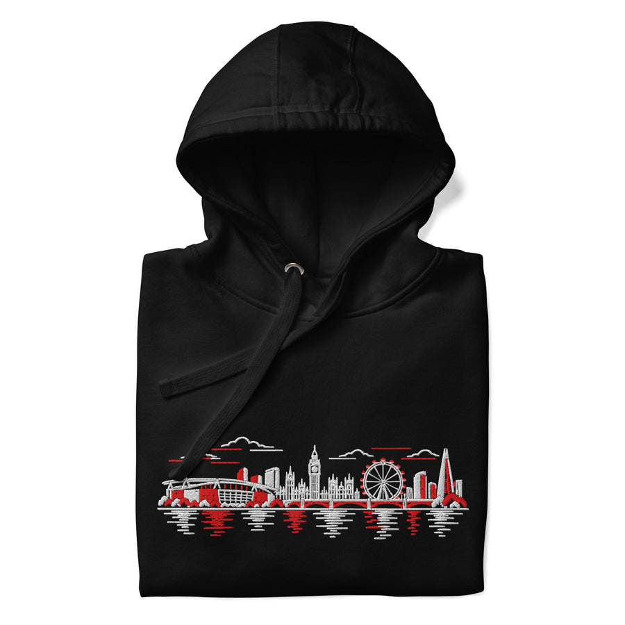 Arsenal Inspired North London Skyline Embroidered Football Hoodie