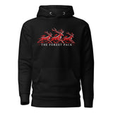 Nottingham Forest inspired Forest Pack red stags embroidered football hoodie in black, front product view