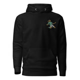 Henrik Larsson inspired Celtic embroidered football hoodie in black, front view