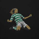 Henrik Larsson inspired Celtic embroidered football hoodie in black, front view alternate mockup