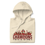Liverpool-inspired bone hoodie with trophy-lift embroidery and CHAMPIONS lettering