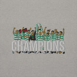 Celtic Scottish Premiership Champions inspired embroidered football hoodie in carbon grey, product mockup view 2