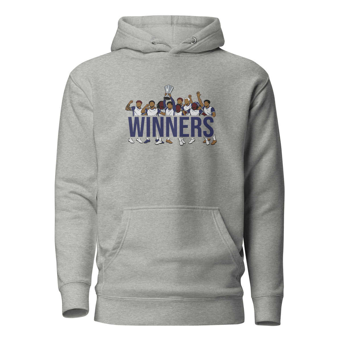 Tottenham Hotspur-inspired carbon grey hoodie with trophy-lift embroidery and WINNERS lettering