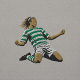 Henrik Larsson inspired Celtic embroidered football hoodie in carbon grey, front view