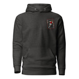 Thierry Henry Inspired Arsenal King Card Embroidered Football Hoodie in charcoal heather, alternate front view