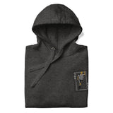Alan Shearer Inspired Newcastle King Card Embroidered Football Hoodie in charcoal heather, front view