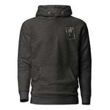Alan Shearer Inspired Newcastle King Card Embroidered Football Hoodie in charcoal heather, alternate front view