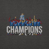 Chelsea Premier League Champions inspired embroidered football hoodie in charcoal heather, product mockup view 2