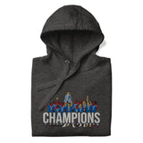 Chelsea Premier League Champions inspired embroidered football hoodie in charcoal heather, product mockup view 1