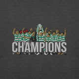 Celtic Scottish Premiership Champions inspired embroidered football hoodie in charcoal heather, product mockup view 2