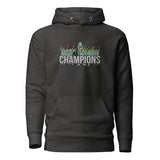 Celtic Scottish Premiership Champions inspired embroidered football hoodie in charcoal heather, product mockup view 3