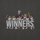 Tottenham Hotspur-inspired charcoal heather hoodie with trophy-lift embroidery and WINNERS lettering