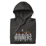 Tottenham Hotspur-inspired charcoal heather hoodie with trophy-lift embroidery and WINNERS lettering