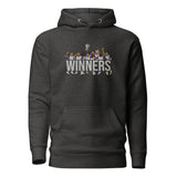 Tottenham Hotspur-inspired charcoal heather hoodie with trophy-lift embroidery and WINNERS lettering