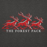 Nottingham Forest inspired Forest Pack red stags embroidered football hoodie in charcoal heather, front product view