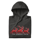 Nottingham Forest inspired Forest Pack red stags embroidered football hoodie in charcoal heather, additional product view