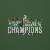 Celtic Scottish Premiership Champions inspired embroidered football hoodie in forest green, product mockup view 2
