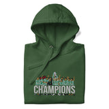 Celtic Scottish Premiership Champions inspired embroidered football hoodie in forest green, product mockup view 1