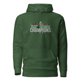 Celtic Scottish Premiership Champions inspired embroidered football hoodie in forest green, product mockup view 3