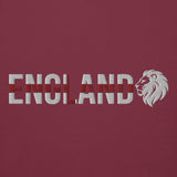 England World Cup Lion Embroidered Football Hoodie in maroon, alternate front view