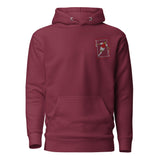 Thierry Henry Inspired Arsenal King Card Embroidered Football Hoodie in maroon, alternate front view
