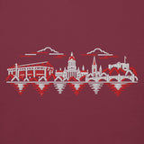 Nottingham Forest Inspired Nottingham Skyline Embroidered Football Hoodie in maroon – front view