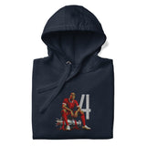 Virgil van Dijk Inspired Liverpool Embroidered Football Hoodie in navy blazer, front view