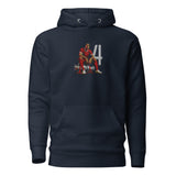Virgil van Dijk Inspired Liverpool Embroidered Football Hoodie in navy blazer, alternate front view