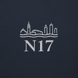 Tottenham Postcode Embroidered Football Hoodie in navy blazer, alternate front view