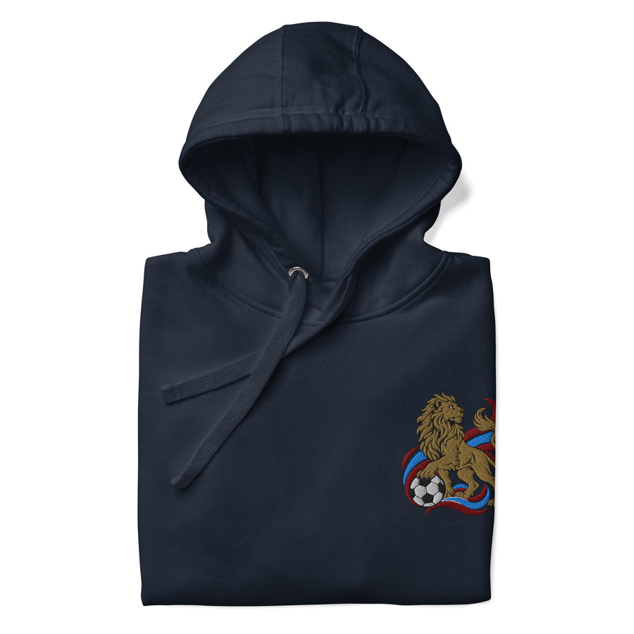 Claret & Blue Lion Inspired Embroidered Football Hoodie