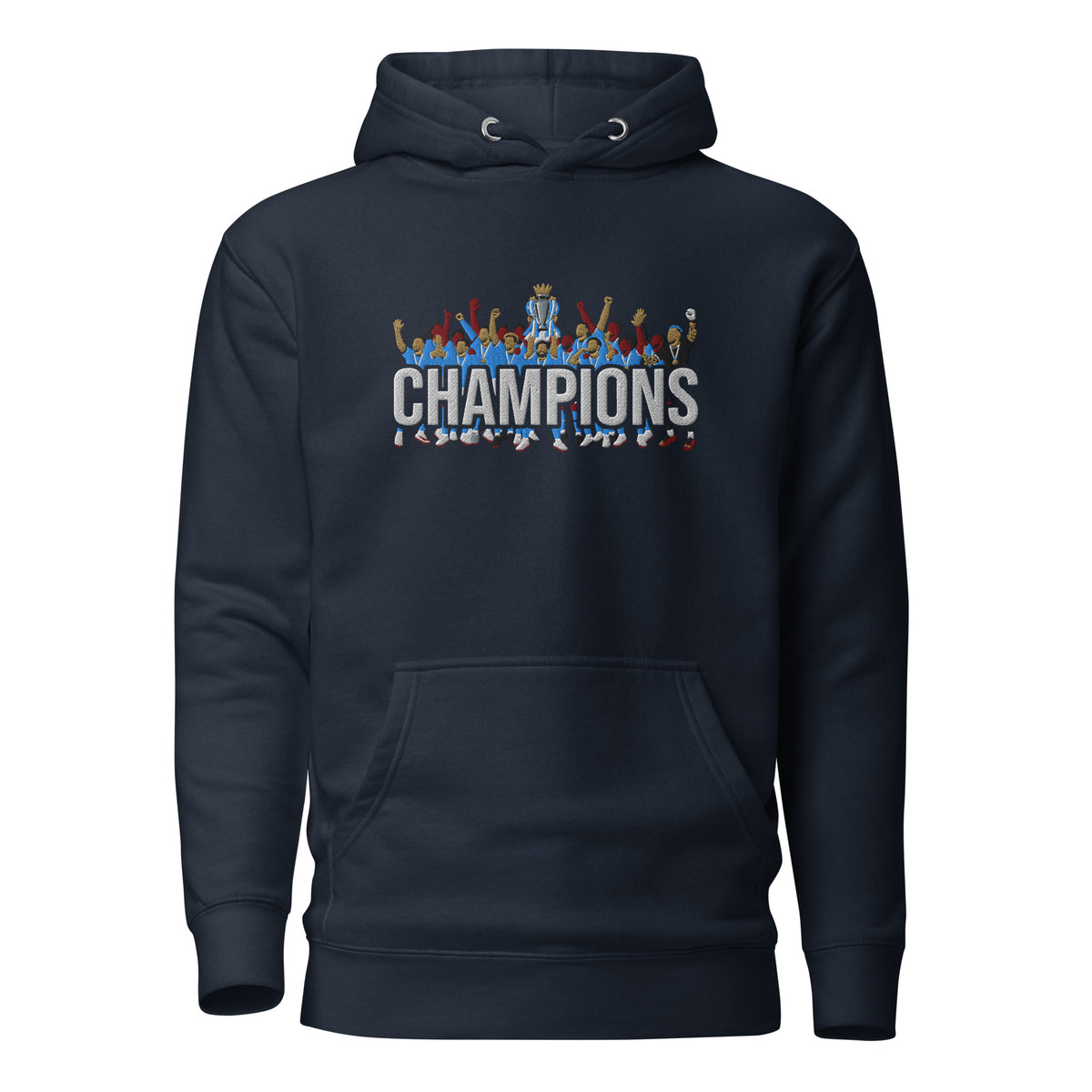 Manchester City Inspired Premier League Champions Embroidered Football Hoodie