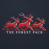 Nottingham Forest inspired Forest Pack red stags embroidered football hoodie in navy blazer, front product view