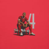Virgil van Dijk Inspired Liverpool Embroidered Football Hoodie in team red, alternate front view