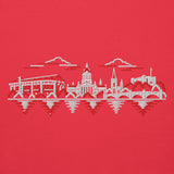 Nottingham Forest Inspired Nottingham Skyline Embroidered Football Hoodie in team red – front view