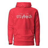 Nottingham Forest Inspired Nottingham Skyline Embroidered Football Hoodie in team red – front view