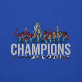Chelsea Premier League Champions inspired embroidered football hoodie in team royal, product mockup view 2