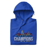 Chelsea Premier League Champions inspired embroidered football hoodie in team royal, product mockup view 1
