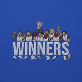 Tottenham Hotspur-inspired team royal hoodie with trophy-lift embroidery and WINNERS lettering