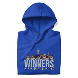 Tottenham Hotspur-inspired team royal hoodie with trophy-lift embroidery and WINNERS lettering