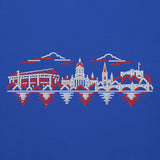 Nottingham Forest Inspired Nottingham Skyline Embroidered Football Hoodie in team royal – front view