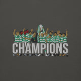 Celtic Scottish Premiership Champions inspired embroidered football hoodie in vintage black, product mockup view 2