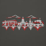 Nottingham Forest Inspired Nottingham Skyline Embroidered Football Hoodie in vintage black – front view