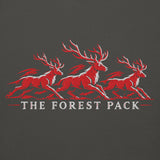 Nottingham Forest inspired Forest Pack red stags embroidered football hoodie in vintage black, front product view