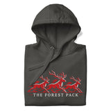 Nottingham Forest inspired Forest Pack red stags embroidered football hoodie in vintage black, additional product view