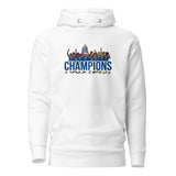 Chelsea Premier League Champions inspired embroidered football hoodie in white, product mockup view 3
