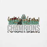 Celtic Scottish Premiership Champions inspired embroidered football hoodie in white, product mockup view 2