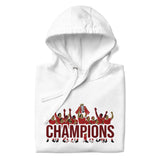 Liverpool-inspired white hoodie with trophy-lift embroidery and CHAMPIONS lettering