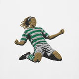 Henrik Larsson inspired Celtic embroidered football hoodie in white, front view