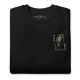 Alan Shearer Inspired Newcastle King Card Embroidered Football Sweatshirt in black, alternate front view