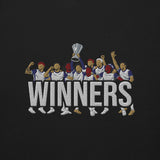 Tottenham Hotspur-inspired black sweatshirt with trophy-lift embroidery and WINNERS lettering